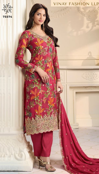 Gun Gun Kuleesh Vinay Fashion Llp Chinon Pant Style Suits Wholesaler Ahmedabad