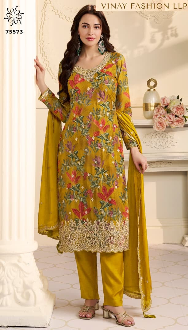 Gun Gun Kuleesh Vinay Fashion Llp Chinon Pant Style Suits Wholesaler Ahmedabad