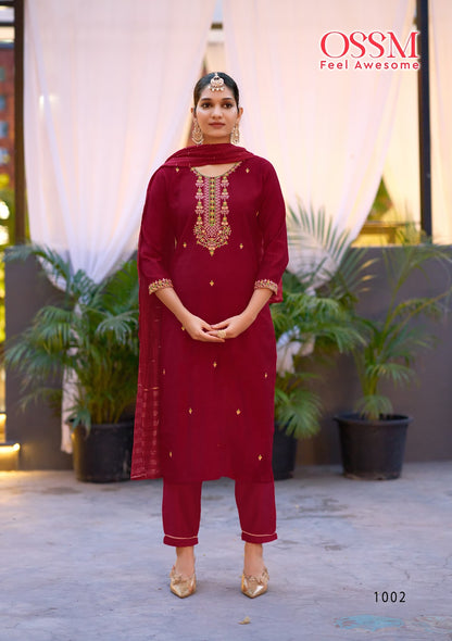 Gungun New Ossm Vetican Silk Readymade Pant Style Suits Manufacturer