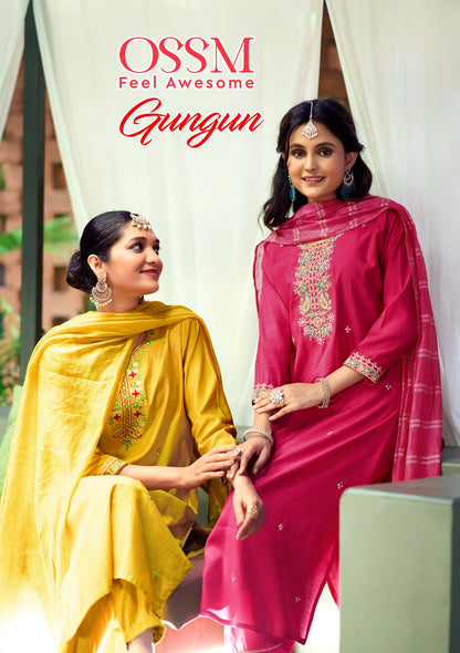 Gungun New Ossm Vetican Silk Readymade Pant Style Suits Manufacturer