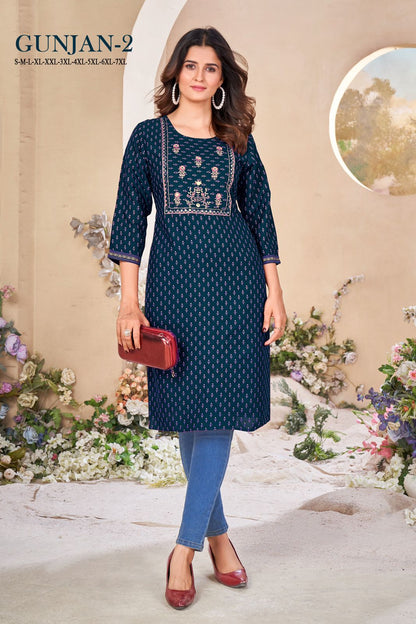 Gunjan 2 Sangeet Rayon Knee Length Kurtis Manufacturer India