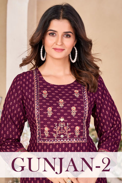 Gunjan 2 Sangeet Rayon Knee Length Kurtis Manufacturer India