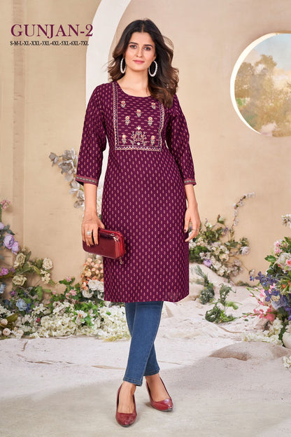 Gunjan 2 Sangeet Rayon Knee Length Kurtis Manufacturer India