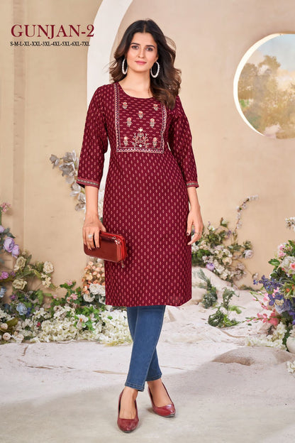 Gunjan 2 Sangeet Rayon Knee Length Kurtis Manufacturer India