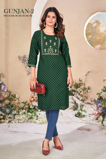 Gunjan 2 Sangeet Rayon Knee Length Kurtis Manufacturer India