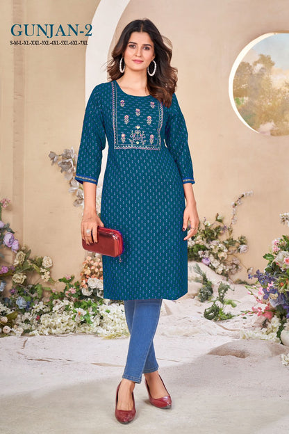 Gunjan 2 Sangeet Rayon Knee Length Kurtis Manufacturer India