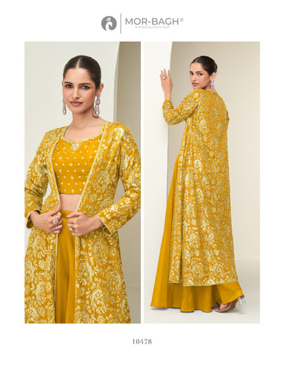 Gunjan Aashirwad Creation Mor Bagh Chinon Silk Crop Top Shurg Palazzo Set Supplier Gujarat