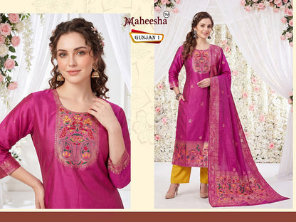 Gunjan Maheesha Silk Jacquard Readymade Suits Wholesaler Ahmedabad