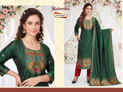 Gunjan Maheesha Silk Jacquard Readymade Suits Wholesaler Ahmedabad