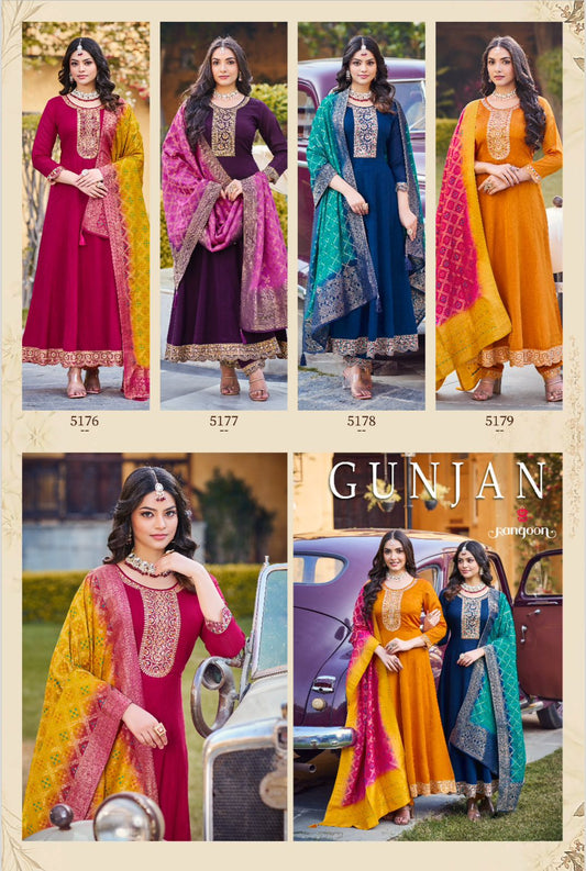 Gunjan Rangoon Silk Readymade Anarkali Suits Exporter Gujarat