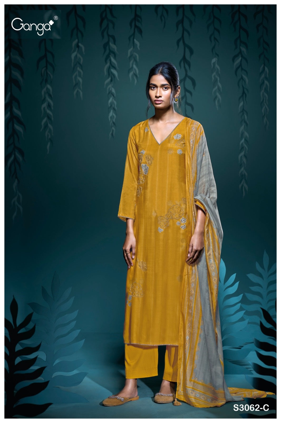 Gunjan S3062 Ganga Bemberg Silk Plazzo Style Suits Wholesaler India