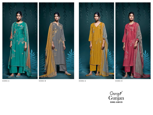 Gunjan S3062 Ganga Bemberg Silk Plazzo Style Suits Wholesaler India