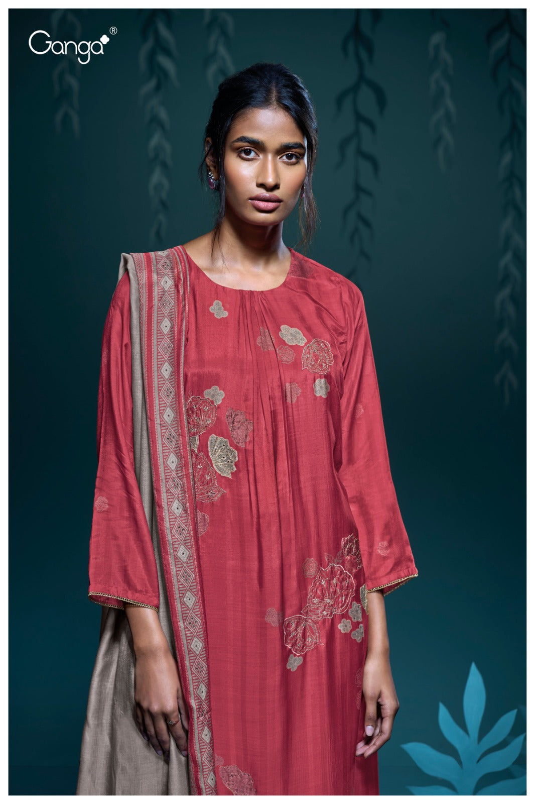 Gunjan S3062 Ganga Bemberg Silk Plazzo Style Suits Wholesaler India