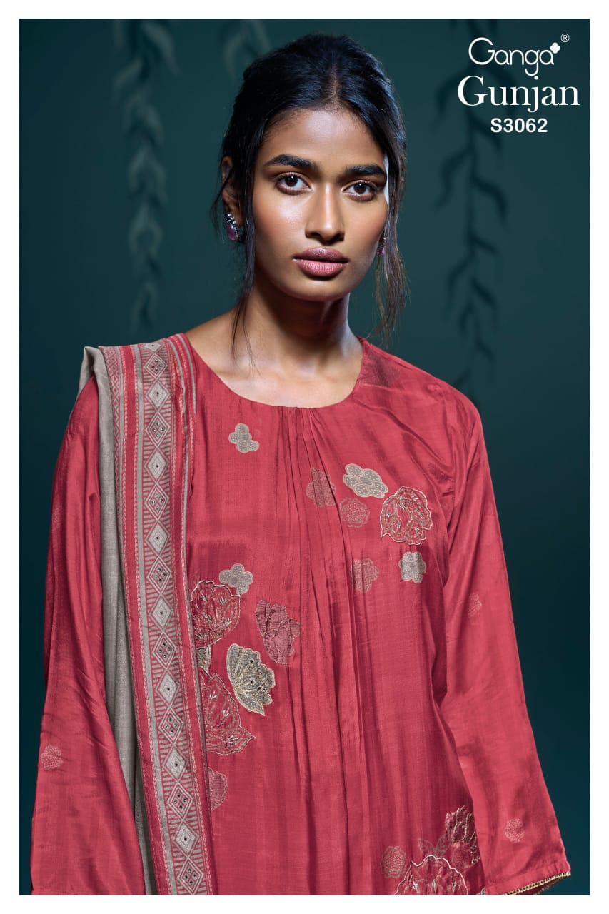 Gunjan S3062 Ganga Bemberg Silk Plazzo Style Suits Wholesaler India