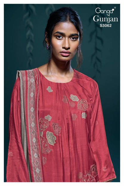 Gunjan S3062 Ganga Bemberg Silk Plazzo Style Suits Wholesaler India