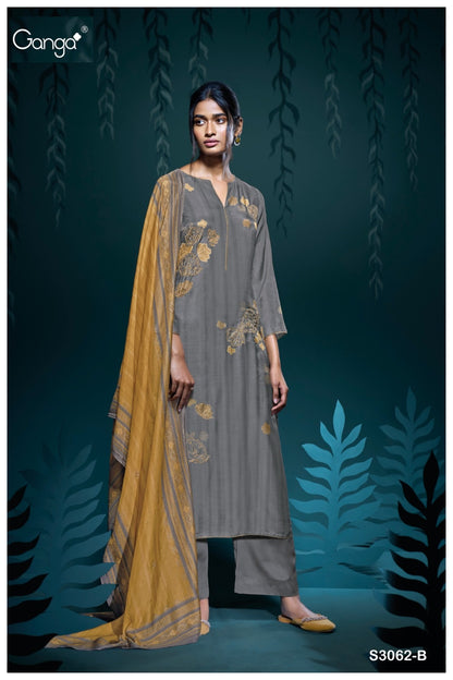 Gunjan S3062 Ganga Bemberg Silk Plazzo Style Suits Wholesaler India