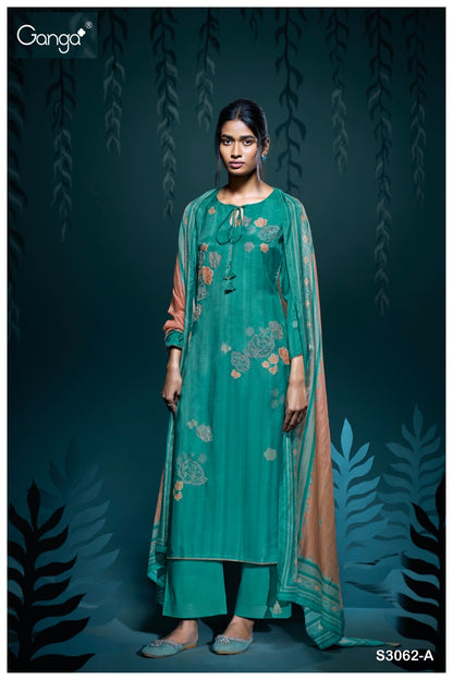 Gunjan S3062 Ganga Bemberg Silk Plazzo Style Suits Wholesaler India