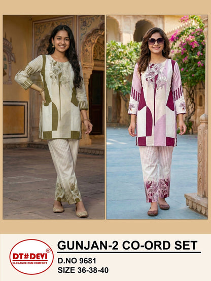 Gunjan Vol 1 And 2 Dt Devi Rayon Slub Girls Co Ord Set Exporter Gujarat
