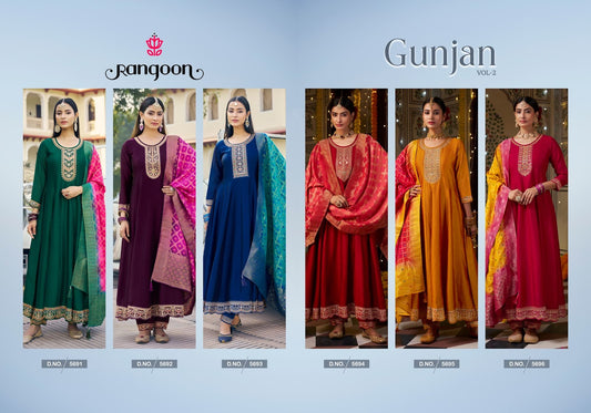 Gunjan Vol 2 Rangoon Silk Readymade Anarkali Suits Wholesale Price