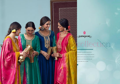 Gunjan Vol 3 Rangoon Silk Readymade Anarkali Suits Exporter Ahmedabad