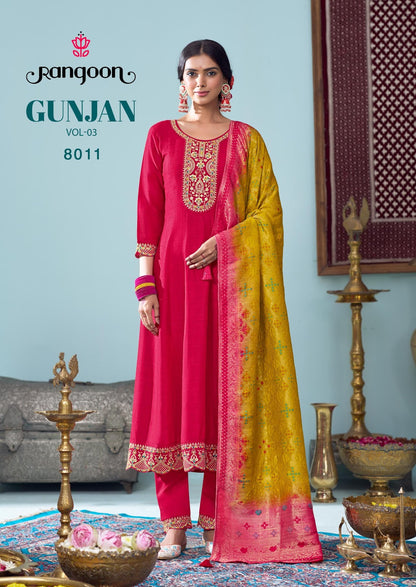 Gunjan Vol 3 Rangoon Silk Readymade Anarkali Suits Exporter Ahmedabad