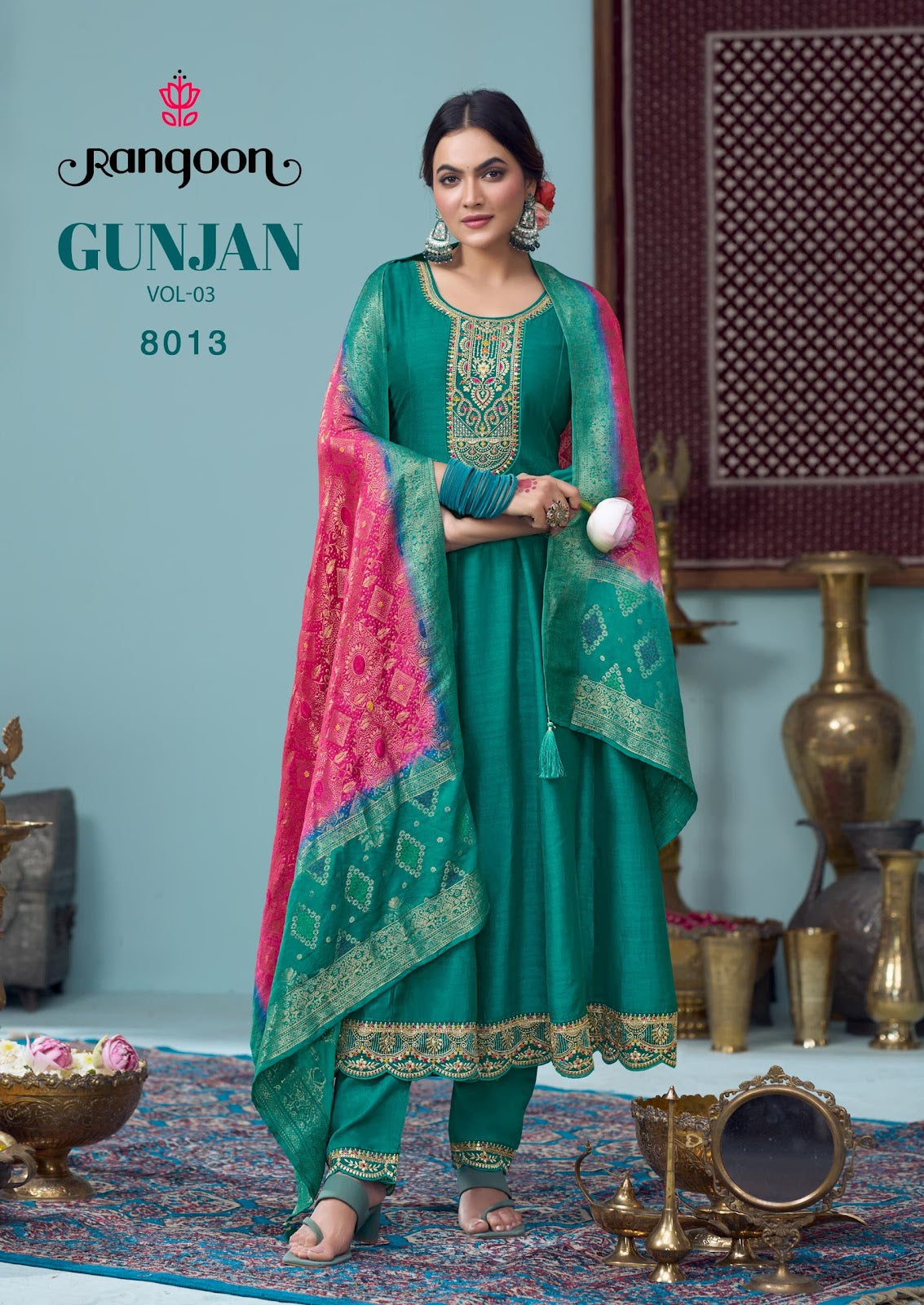Gunjan Vol 3 Rangoon Silk Readymade Anarkali Suits Exporter Ahmedabad