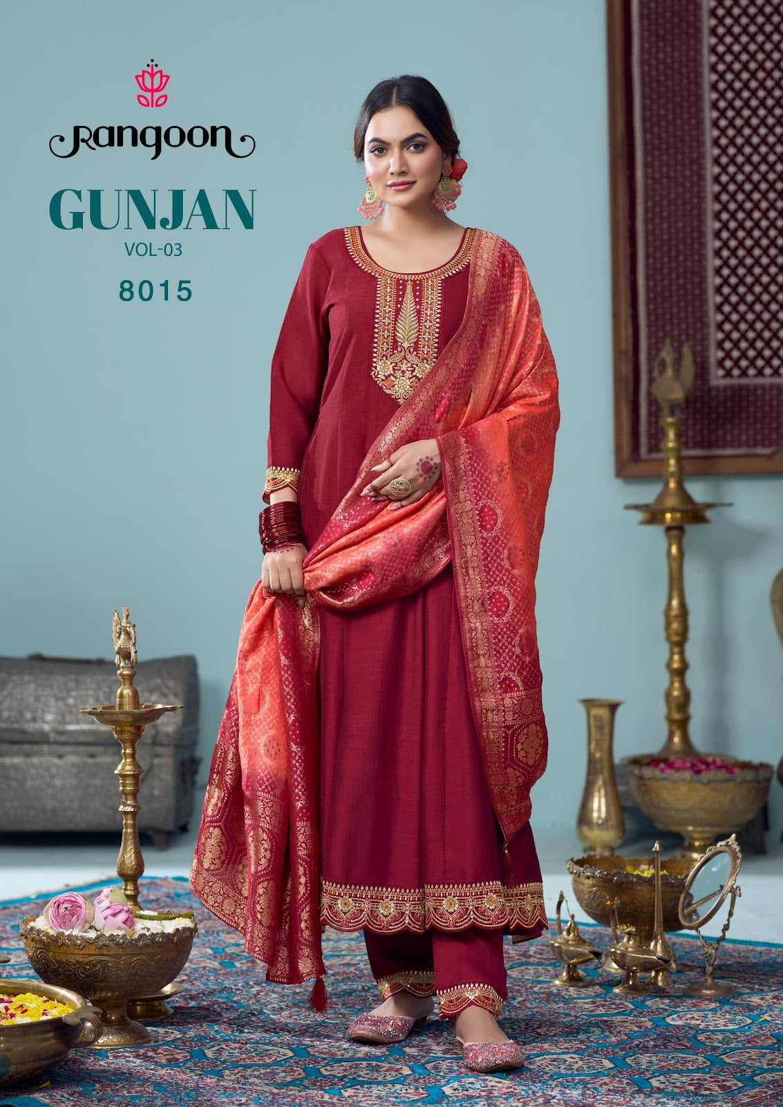 Gunjan Vol 3 Rangoon Silk Readymade Anarkali Suits Exporter Ahmedabad