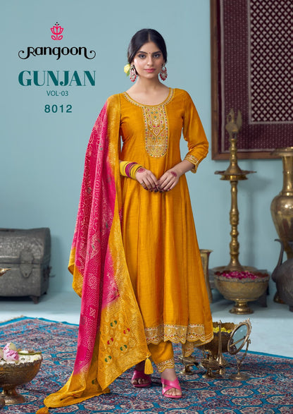 Gunjan Vol 3 Rangoon Silk Readymade Anarkali Suits Exporter Ahmedabad