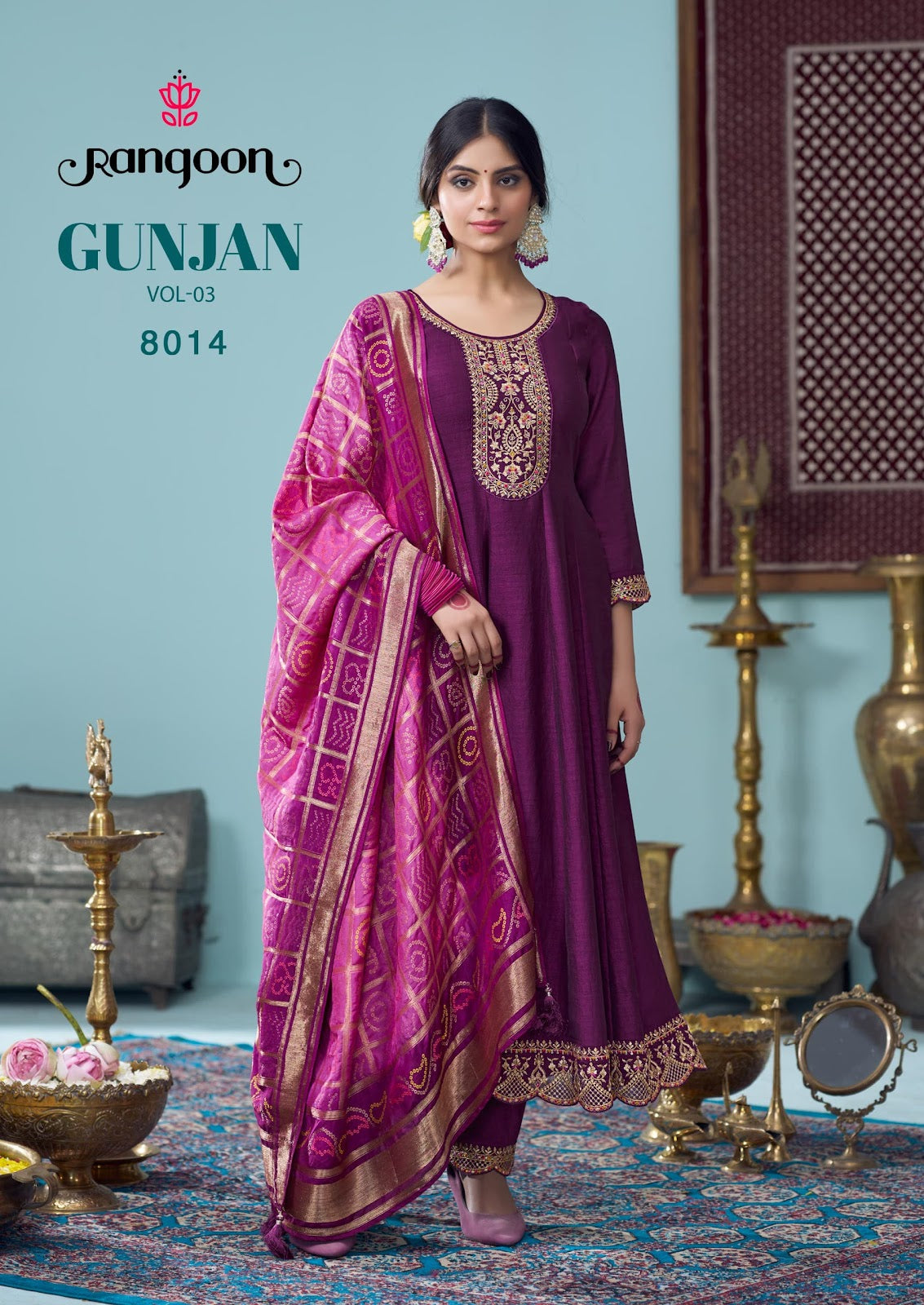 Gunjan Vol 3 Rangoon Silk Readymade Anarkali Suits Exporter Ahmedabad