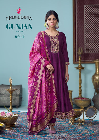 Gunjan Vol 3 Rangoon Silk Readymade Anarkali Suits Exporter Ahmedabad