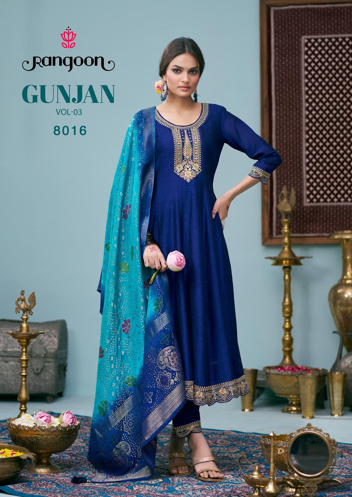 Gunjan Vol 3 Rangoon Silk Readymade Anarkali Suits Exporter Ahmedabad