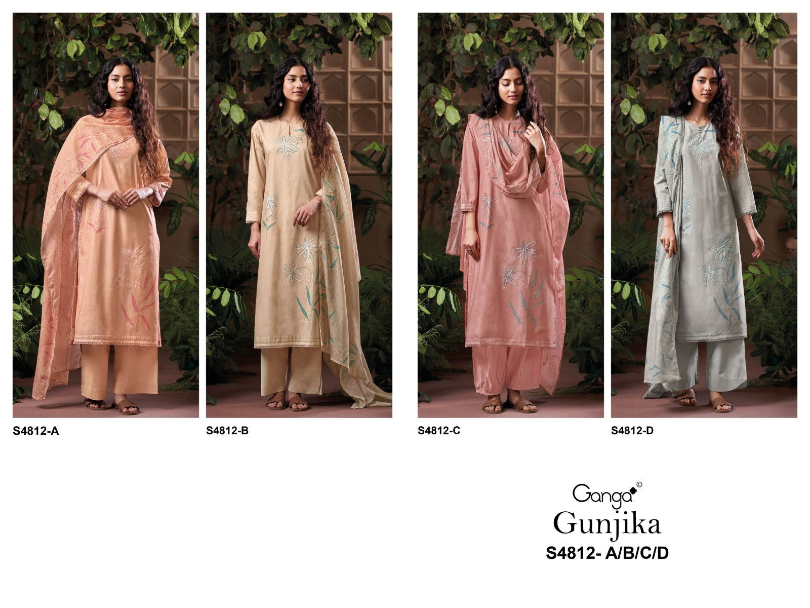 Gunjika S4812 Ganga Cotton Pant Style Suits Exporter Ahmedabad