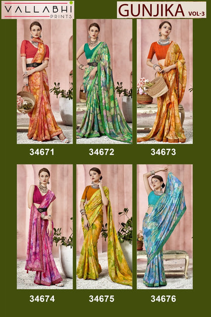 Gunjika Vol 3 Vallabhi Prints Moss Sarees Supplier Ahmedabad
