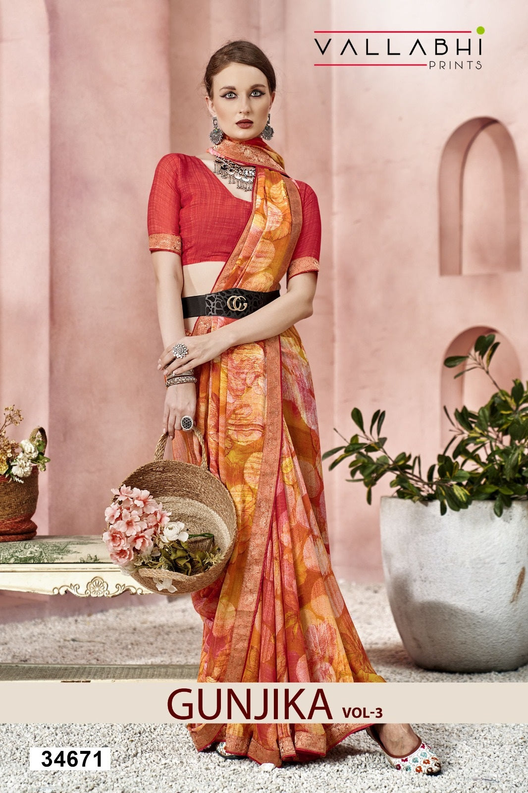 Gunjika Vol 3 Vallabhi Prints Moss Sarees Supplier Ahmedabad