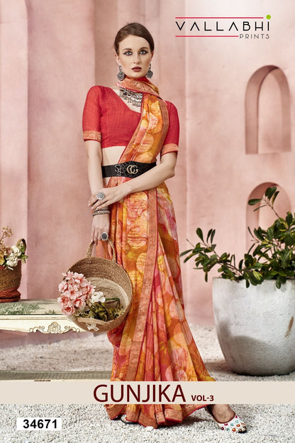 Gunjika Vol 3 Vallabhi Prints Moss Sarees Supplier Ahmedabad