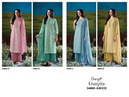 Gunjita 4665 Ganga Cotton Pant Style Suits Manufacturer Ahmedabad