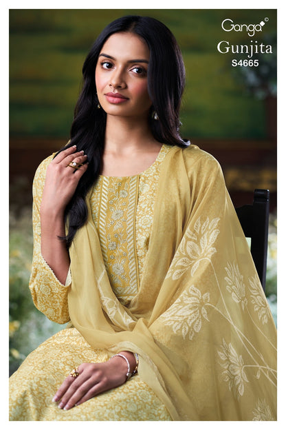 Gunjita 4665 Ganga Cotton Pant Style Suits Manufacturer Ahmedabad