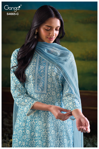 Gunjita 4665 Ganga Cotton Pant Style Suits Manufacturer Ahmedabad
