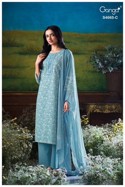 Gunjita 4665 Ganga Cotton Pant Style Suits Manufacturer Ahmedabad