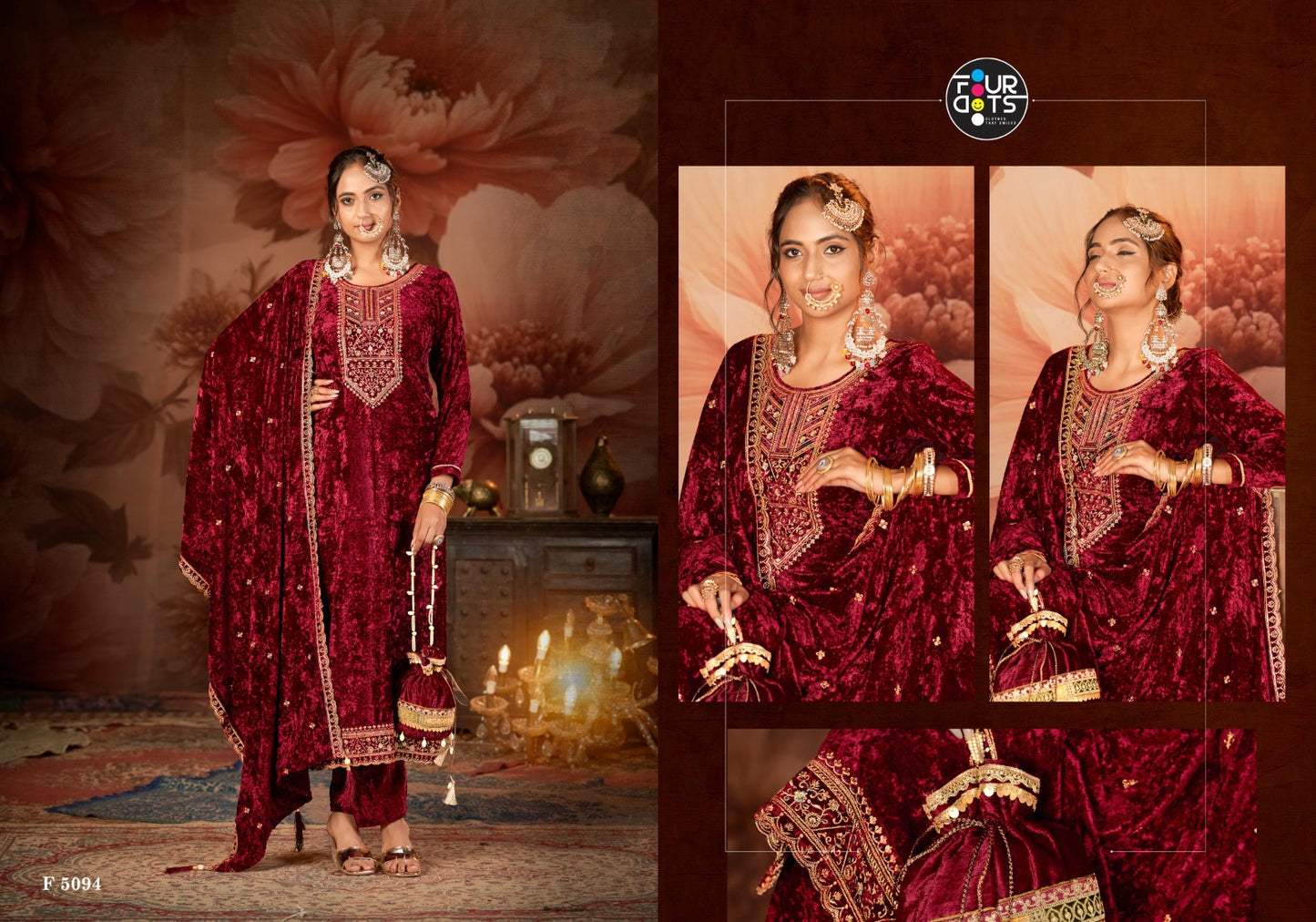 Gunnar Four Dots Velvet Suits Wholesaler Ahmedabad