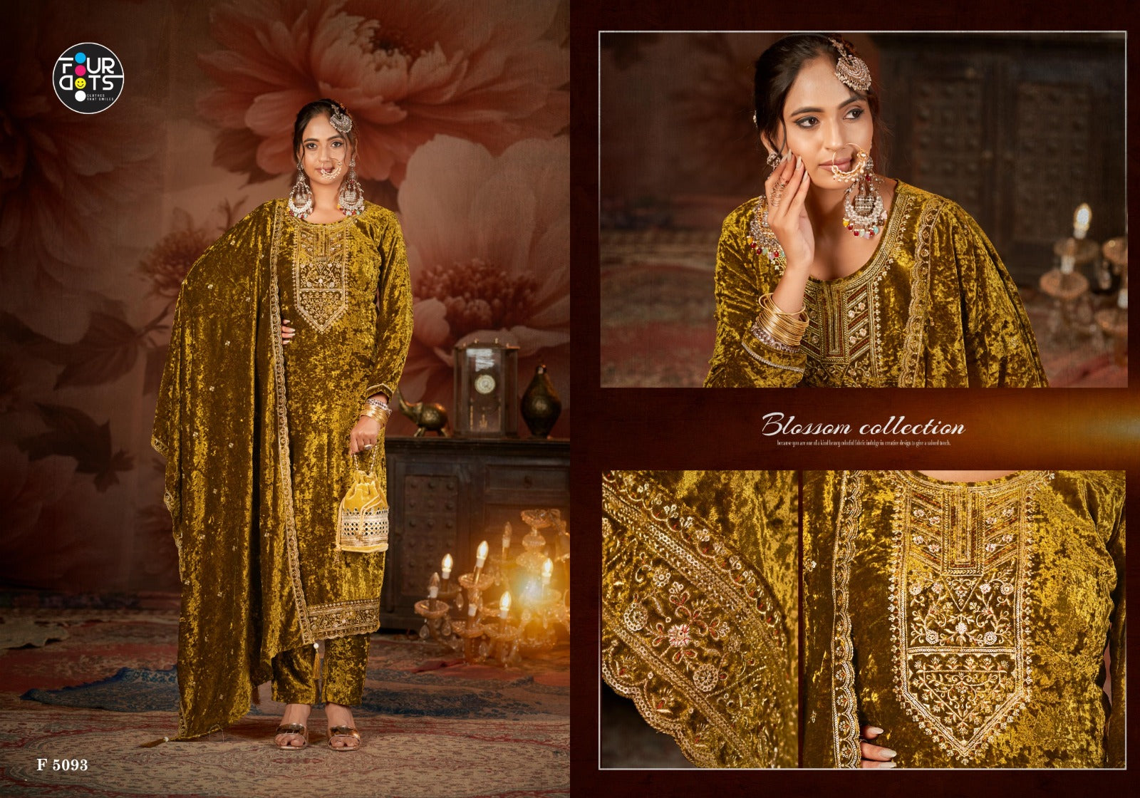 Gunnar Four Dots Velvet Suits Wholesaler Ahmedabad