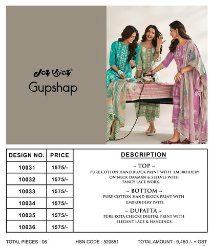 Gupshup Jay Vijay Pure Cotton Pant Style Suits Wholesale