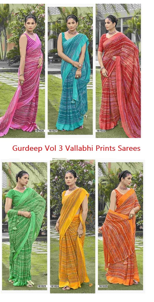 Gurdeep Vol 3 Vallabhi Prints Georgette Sarees Wholesale Rate