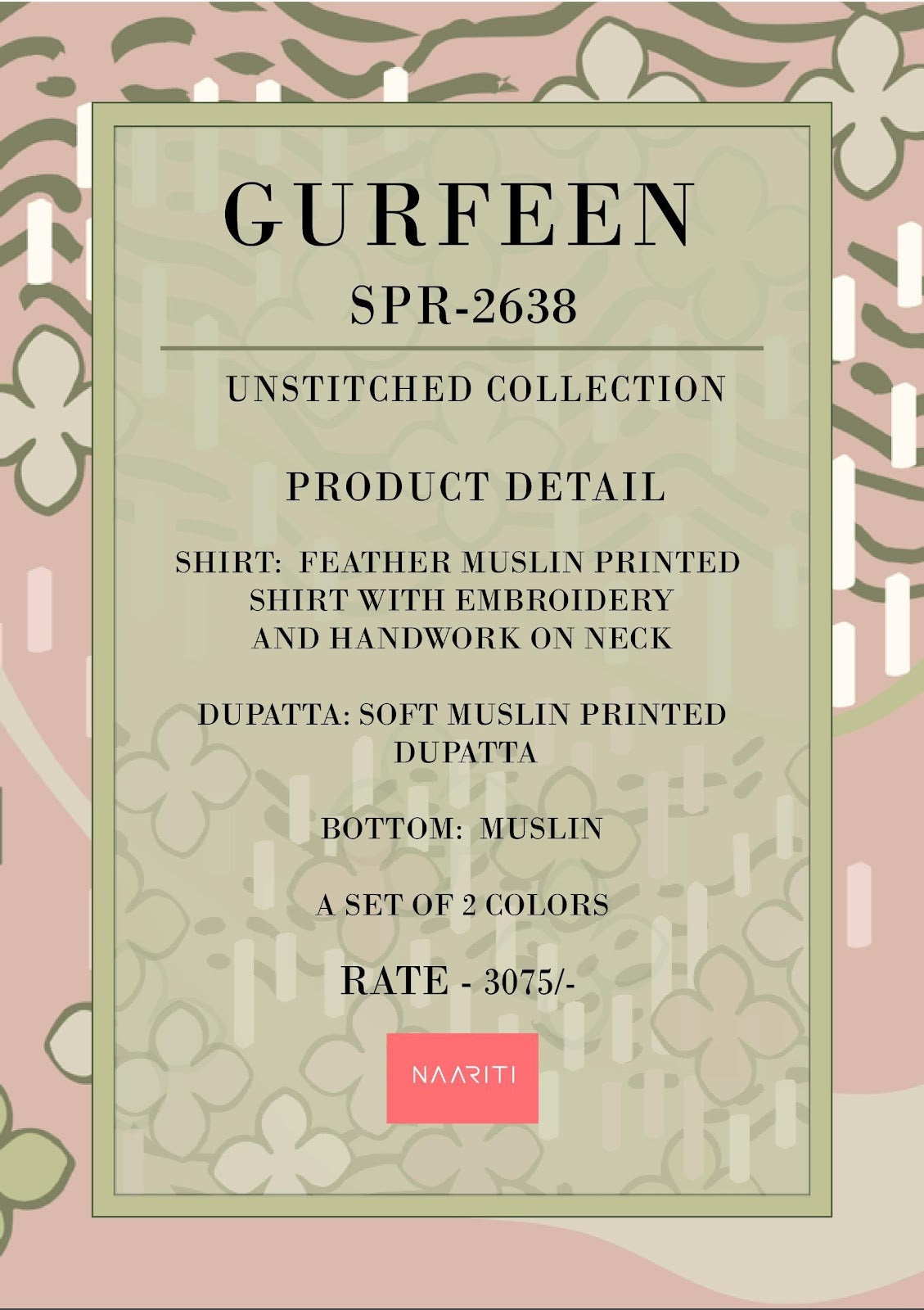 Gurfeen Naariti Muslin Pant Style Suits Exporter India