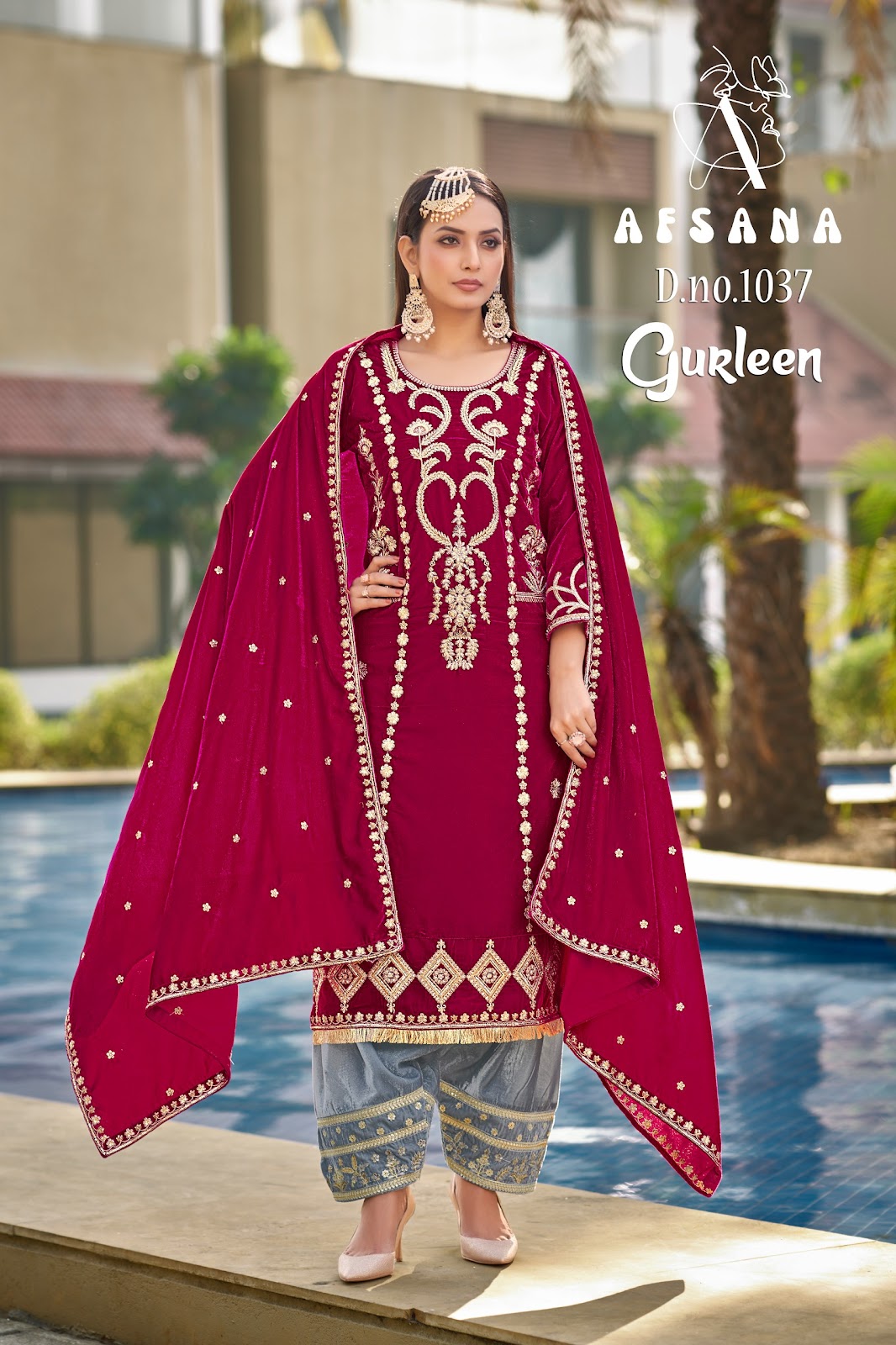 Gurleen 1037 Afsana Readymade Velvet Suits Exporter Ahmedabad