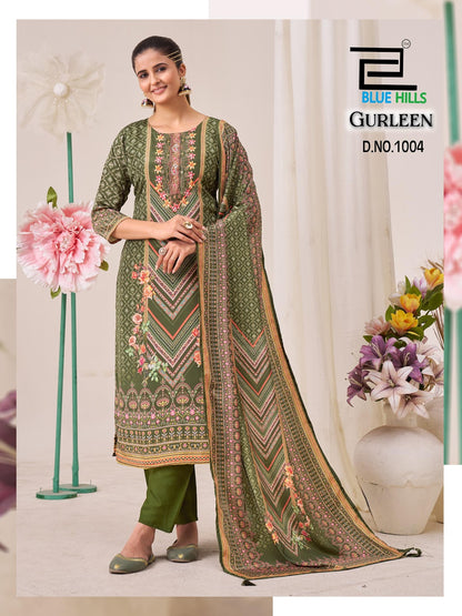 Gurleen Blue Hills Muslin Readymade Pant Style Suits Wholesaler India