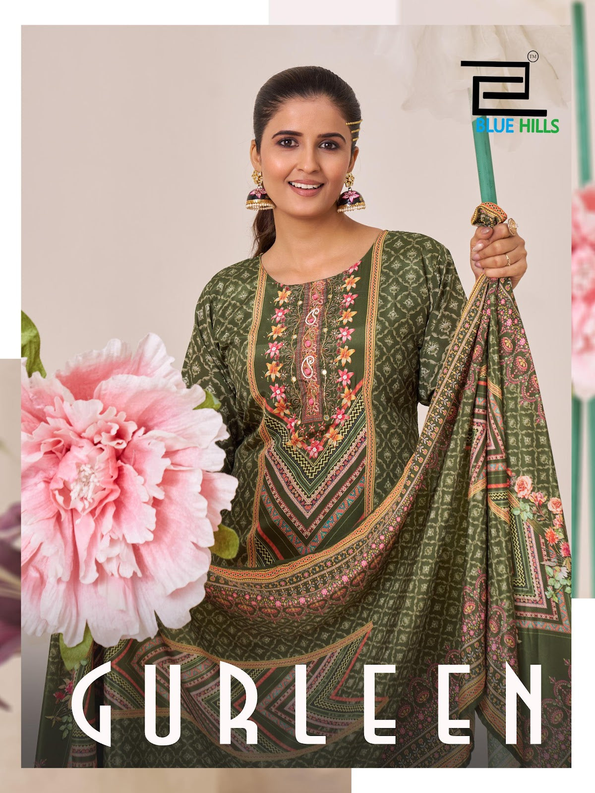 Gurleen Blue Hills Muslin Readymade Pant Style Suits Wholesaler India