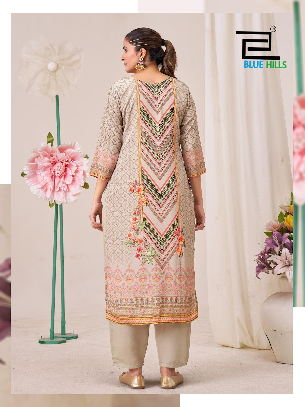 Gurleen Blue Hills Muslin Readymade Pant Style Suits Wholesaler India