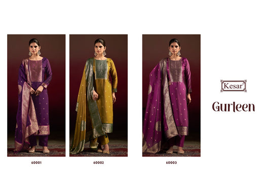 Gurleen Kesar Silk Jacquard Karachi Salwar Suits Wholesaler Ahmedabad