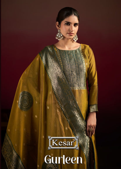 Gurleen Kesar Silk Jacquard Karachi Salwar Suits Wholesaler Ahmedabad